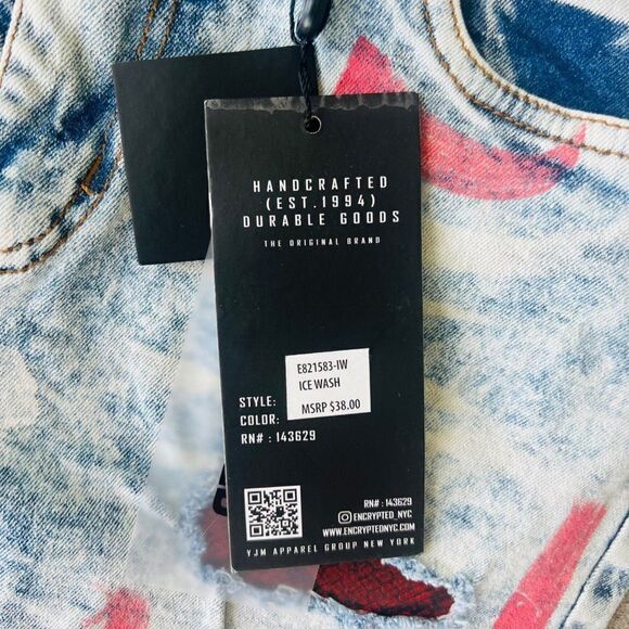 Encrypted Barbados Distressed Skinny Fit Ice Wash Paint Jeans E824583-IW Youth 2 - Picture 5 of 13